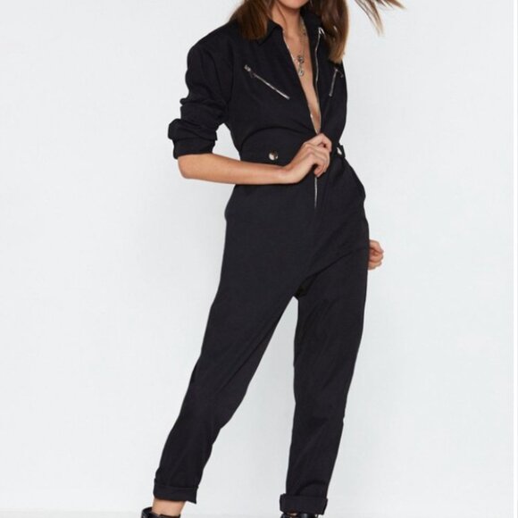 Nasty Gal Women's Tailored Long Sleeve Zip Boilersuit NWT Size Small - Picture 1 of 11
